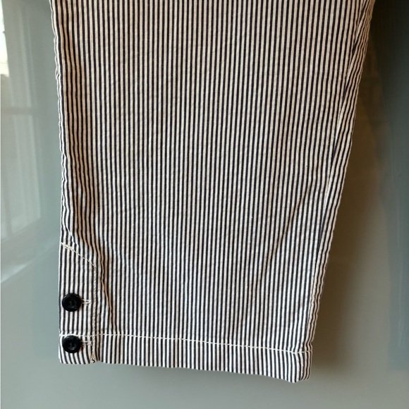 Ann Taylor Loft Seersucker blue stripe Capri pants 16 - Picture 2 of 5